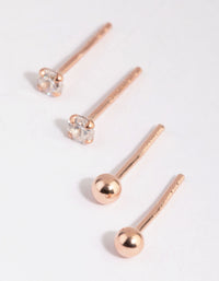 Rose Gold Plated Sterling Silver Stud & Hoop Earring Pack - link has visual effect only