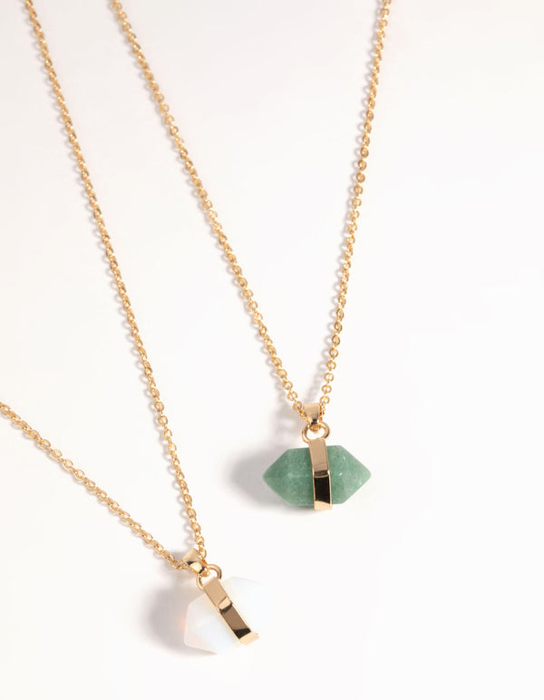 Gold  Semi-Precious Shard Necklace Set