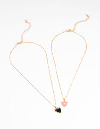 Gold Black & Pink Druzy Necklace Set - link has visual effect only