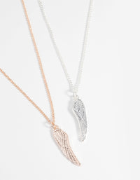 Mixed Metal Wings Necklace Set - link has visual effect only
