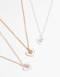 Mixed Metal Heart Necklace Set - link has visual effect only