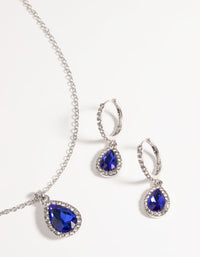 Silver Sapphire Necklace & Earring Set - link has visual effect only