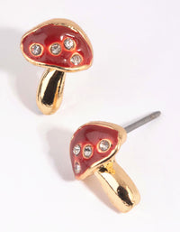 Gold Mushroom Stud Earrings - link has visual effect only