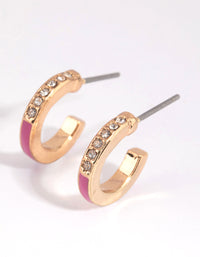 Pink Diamante Huggie Earrings - link has visual effect only