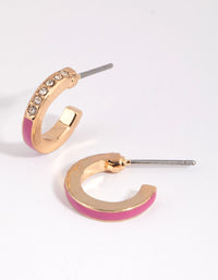 Pink Diamante Huggie Earrings - link has visual effect only