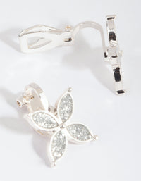 Silver Pointed Flower Clip-On Earrings - link has visual effect only