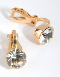 Gold Statement Diamante Clip On Earrings - link has visual effect only
