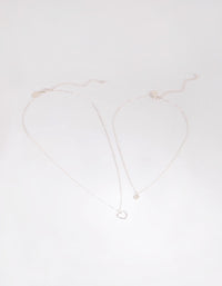 Silver Double Heart Layered Necklace - link has visual effect only
