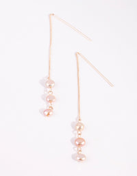 Rose Gold Pearl Thread Through Earrings - link has visual effect only