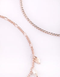 Rose Gold Pearl & Leaf Choker Pack - link has visual effect only