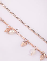 Rose Gold Pearl & Leaf Choker Pack - link has visual effect only