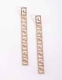 Gold Diamante Greek Key Drop Earrings - link has visual effect only