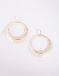 Gold Two Tone Shell Drop Earrings - link has visual effect only