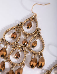 Gold Metal & Facet Bead Drop Earrings - link has visual effect only