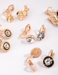 Gold Diamante Clip On Earring 8-Pack - link has visual effect only