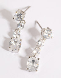 Rhodium Cubic Zirconia Round Droplet Earrings - link has visual effect only