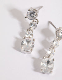 Rhodium Cubic Zirconia Round Droplet Earrings - link has visual effect only