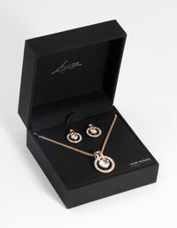 Rose Gold Diamante Necklace & Earring Set - link has visual effect only