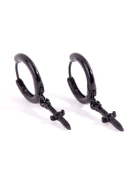Matte Black Mini Dagger Huggie Earrings - link has visual effect only