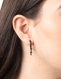 Matte Black Mini Dagger Huggie Earrings - link has visual effect only