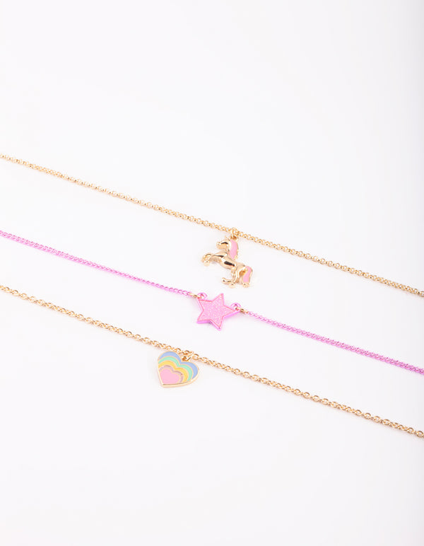 Kids Unicorn & Rainbow Necklace Pack