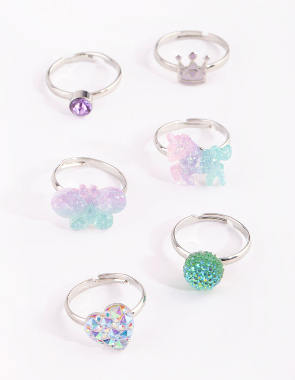 Kids Butterfly Ombre Ring Pack