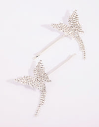 Silver Diamante Butterfly Drape Clip Set - link has visual effect only