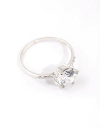 Sterling Silver Cubic Zirconia Claw Ring - link has visual effect only