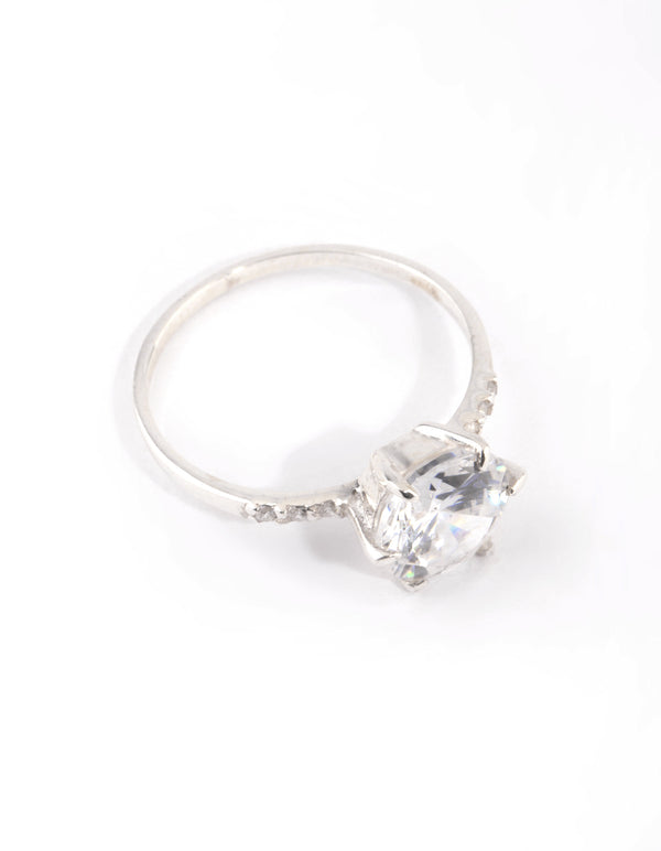 Sterling Silver Cubic Zirconia Claw Ring