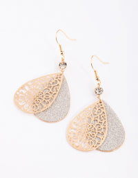 Gold Filigree Teardrop Earrings - link has visual effect only