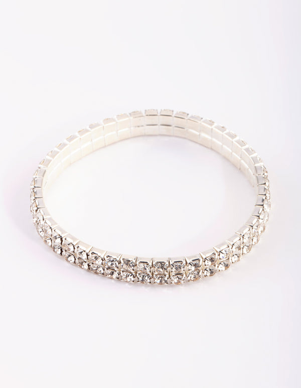 Silver Diamante Stretch Bracelet