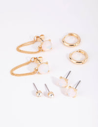 Gold Moonstone Stack Pack Earrings - link has visual effect only