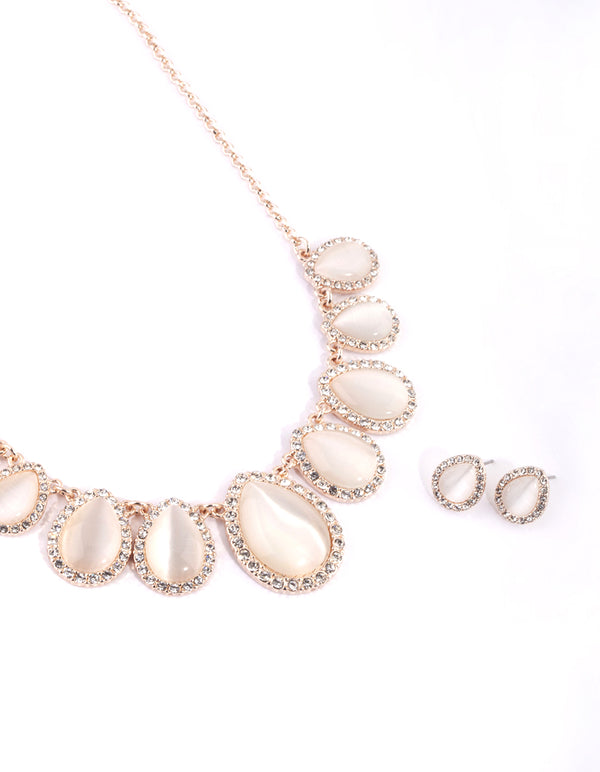 Rose Gold Classic Necklace & Earrings Set