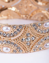 Gold Filigree & Pearl Stretch Bracelet - link has visual effect only