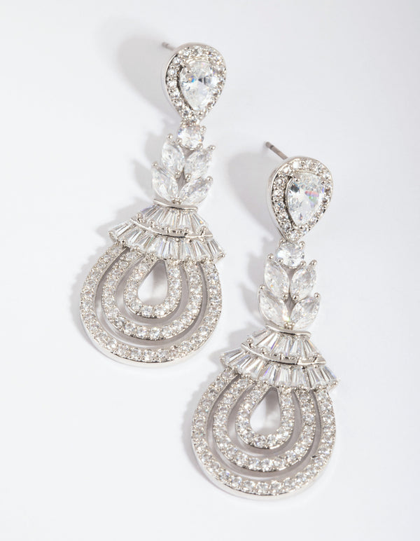 Vintage Diamond Simulant Drop Earrings