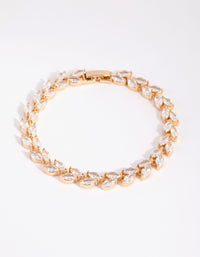 Gold Diamond Simulant Petal Tennis Bracelet - link has visual effect only