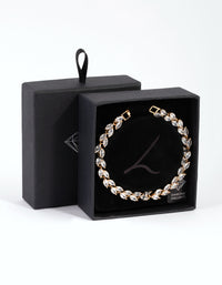 Gold Diamond Simulant Petal Tennis Bracelet - link has visual effect only