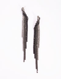 Gunmetal Diamante Drop Earrings - link has visual effect only
