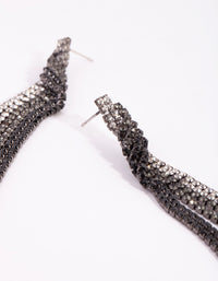Gunmetal Diamante Drop Earrings - link has visual effect only