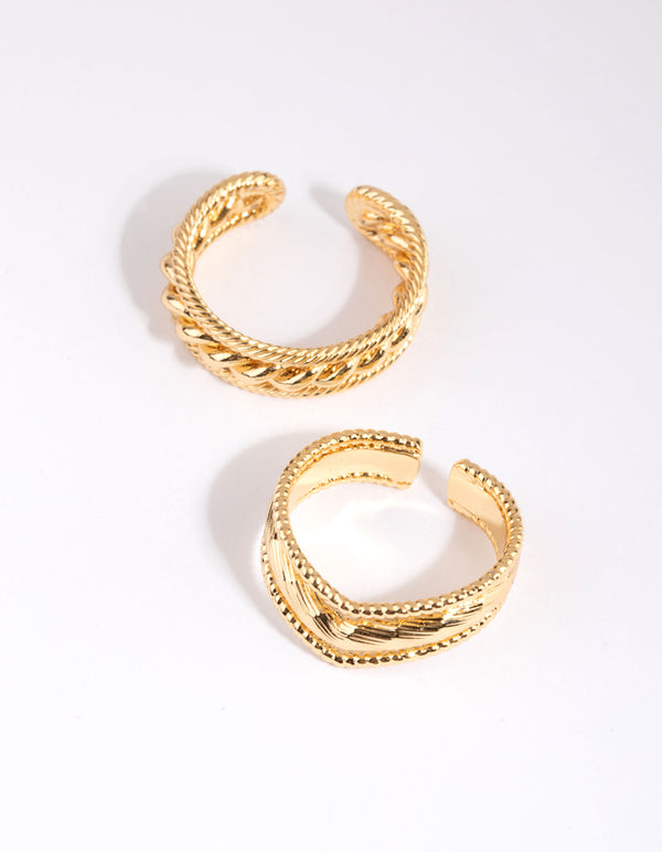 Gold Plated Rope Ring Set