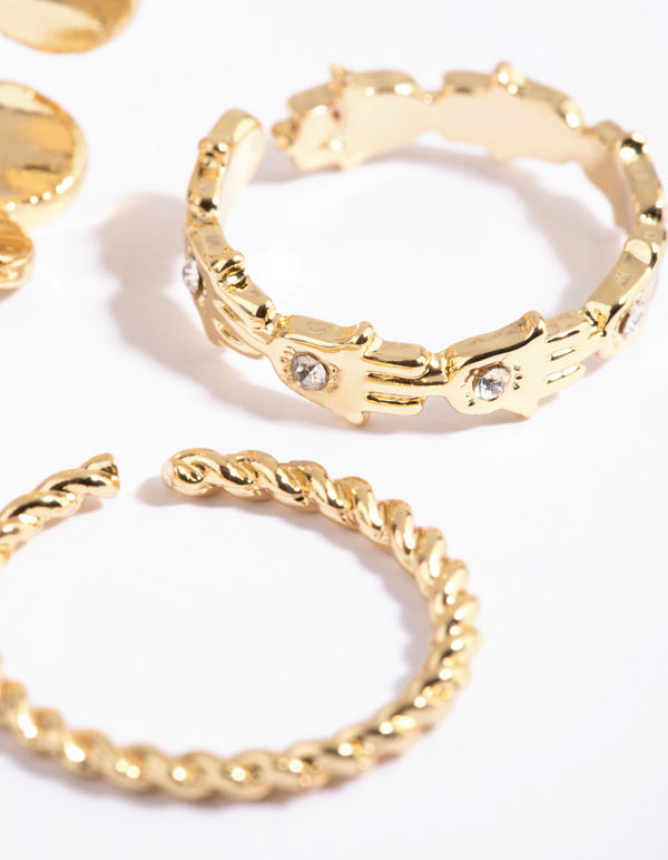 Gold Plated Coin Ring Set