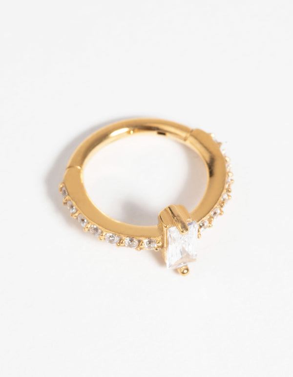 Gold-Plated Surgical Steel Diamante Clicker Ring