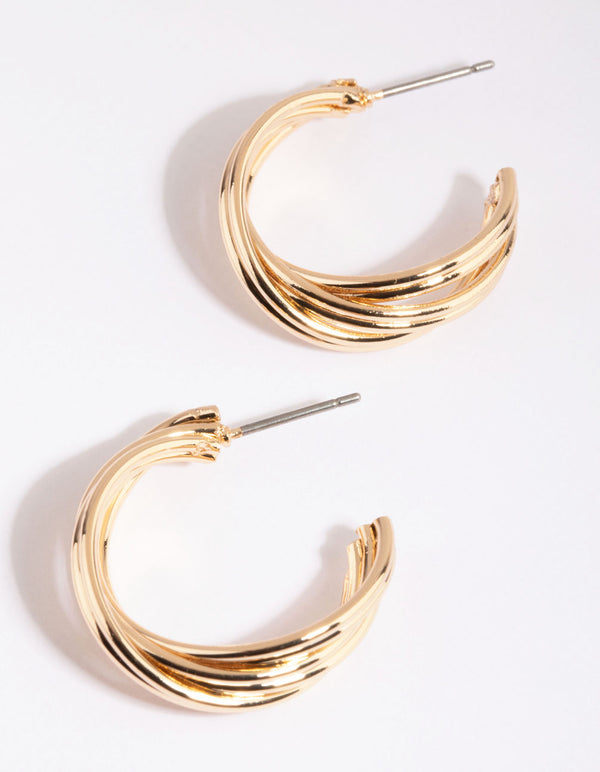 Gold Double Twist Hoop Earrings