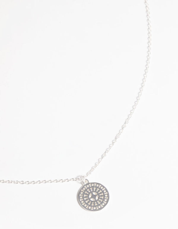 Sterling Silver Circular Stamp Necklace