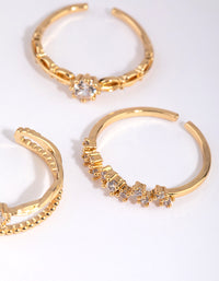 Gold Plated Ornate Ring Pack with Cubic Zirconia - link has visual effect only