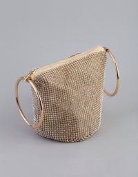 Gold Diamante Circular Handle Clutch - link has visual effect only