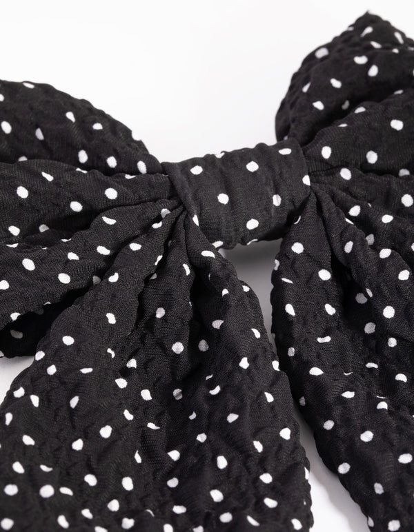 Black & White Polka Dot Bow Clip