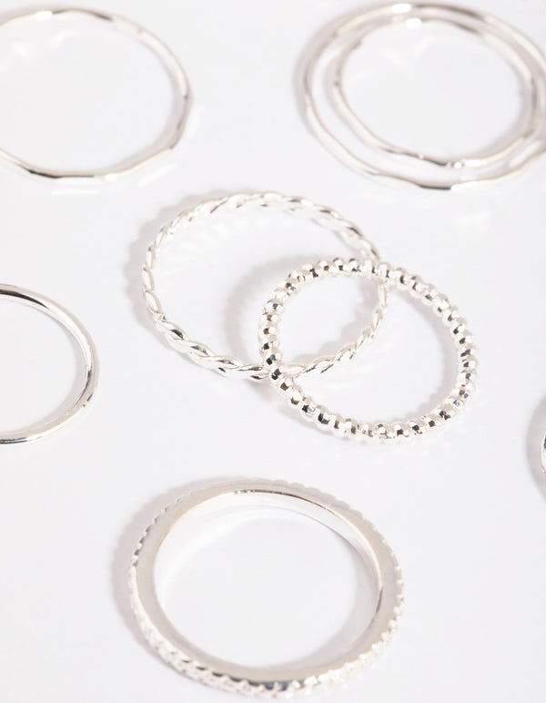 Silver Mixed Band Ring Pack