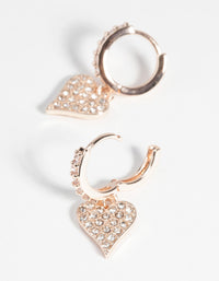 Rose Gold Heart Huggie Hoop Earrings - link has visual effect only