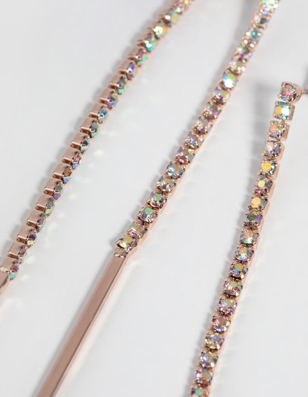 Rose Gold Diamante Drop Earrings